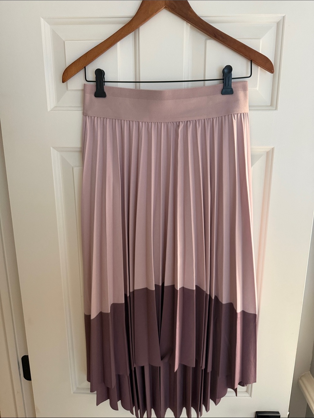 Pleated hi-low Midi Skirt in Dusty Pink and Mauve